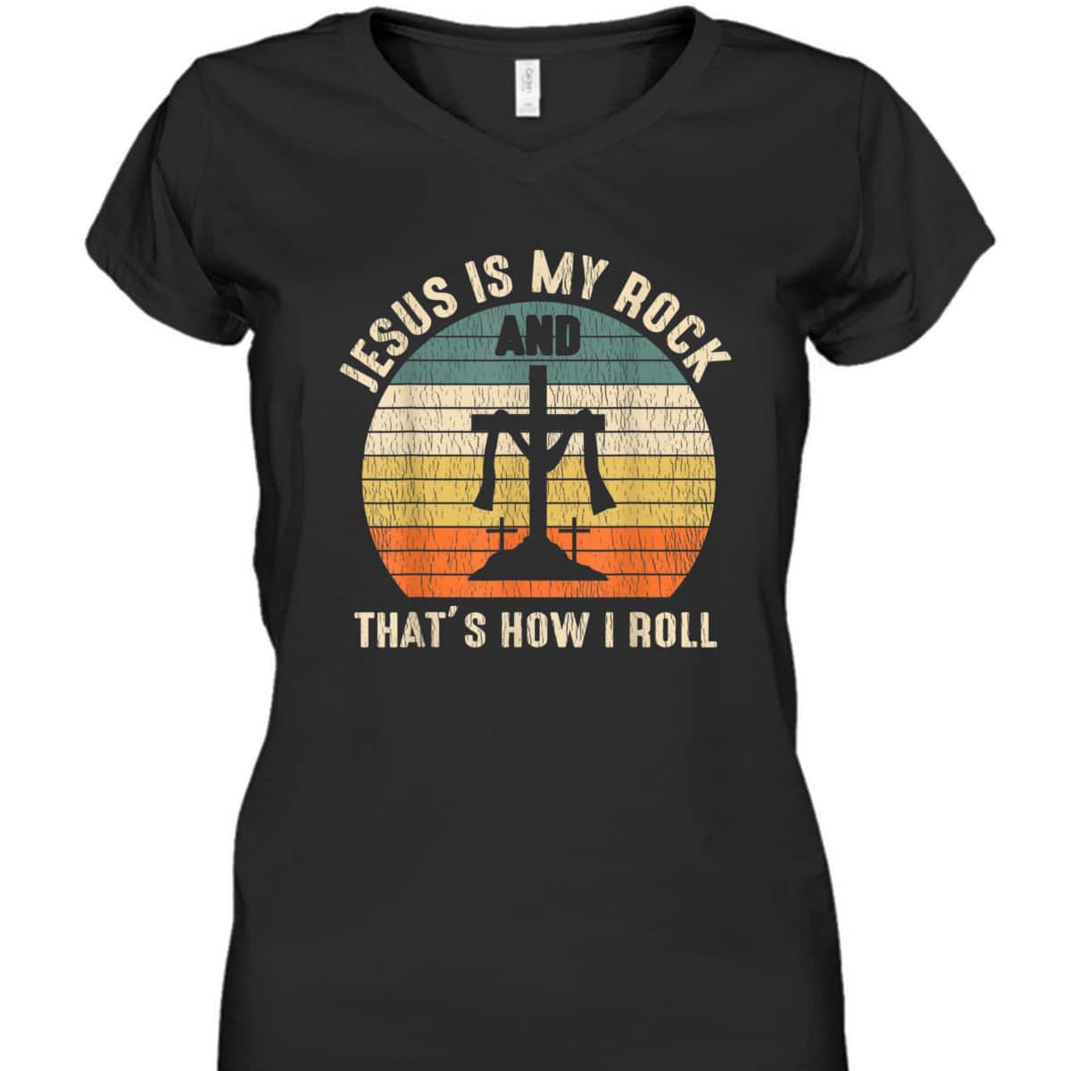 Jesus Is My Rock Jesus Christ Lover Vintage Cross Christian T-Shirt