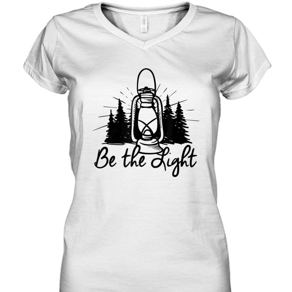 Be The Light T-Shirt Lantern Positive Christian Religious Gift