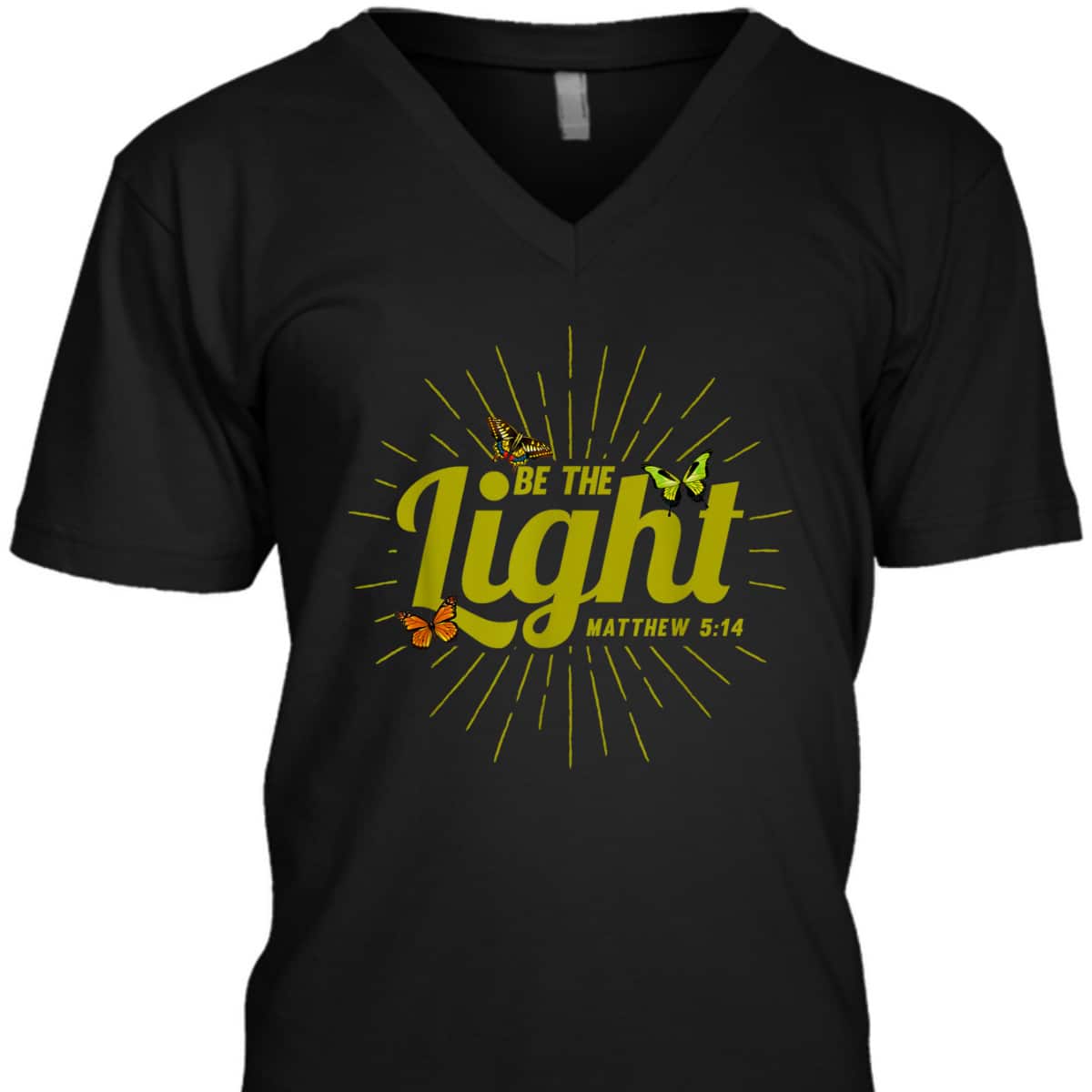 Christian Be The Light T-Shirt Bible Verse Matthew 514 Butterflies Christian Be The Light T-Shirt Bible Verse Matthew 514 Butterflies