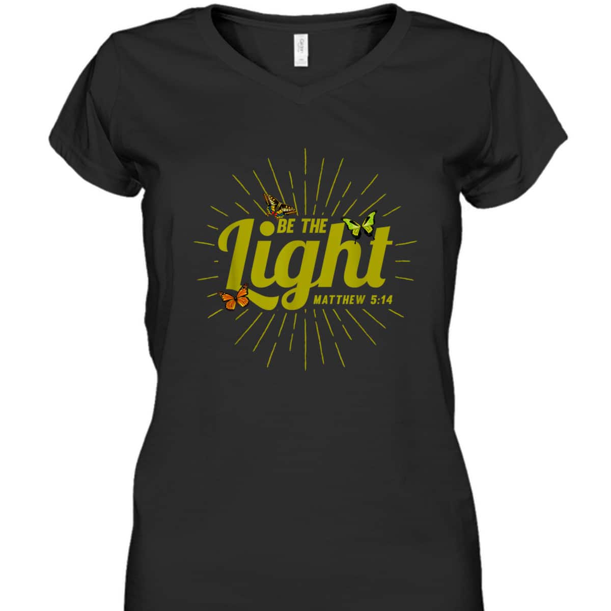 Christian Be The Light T-Shirt Bible Verse Matthew 514 Butterflies Christian Be The Light T-Shirt Bible Verse Matthew 514 Butterflies