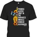 Christian T-Shirt Waymaker Promise Keeper Miracle Worker Butterfly And Sunflower Christian T-Shirt Waymaker Promise Keeper Miracle Worker Butterfly And Sunflower