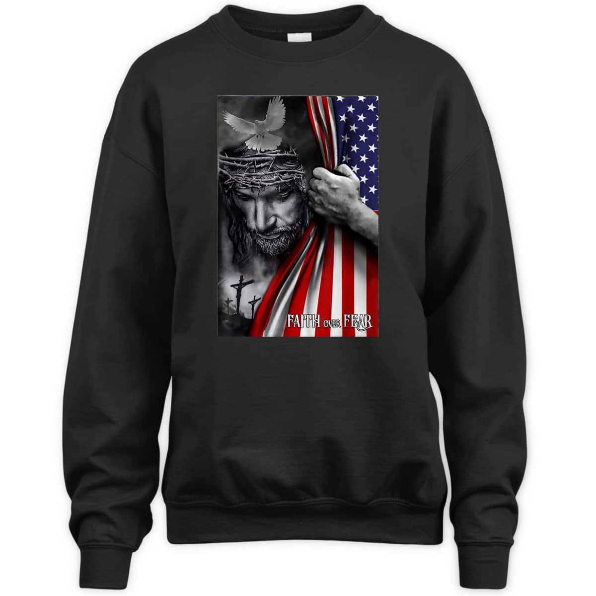 Faith Over Fear God Jesus US American Flag Christian Faith Gift T-Shirt Faith Over Fear God Jesus US American Flag Christian Faith Gift T-Shirt