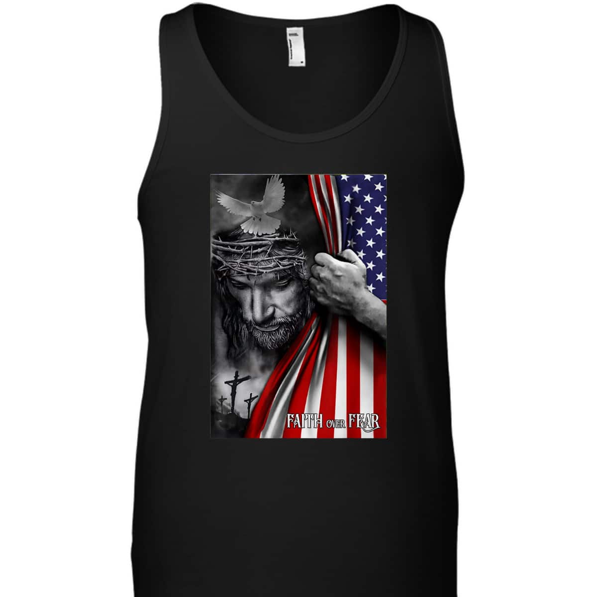 Faith Over Fear God Jesus US American Flag Christian Faith Gift T-Shirt