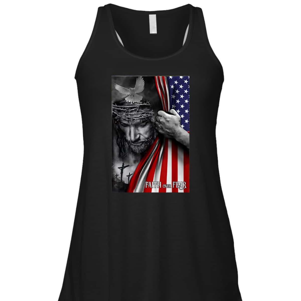 Faith Over Fear God Jesus US American Flag Christian Faith Gift T-Shirt