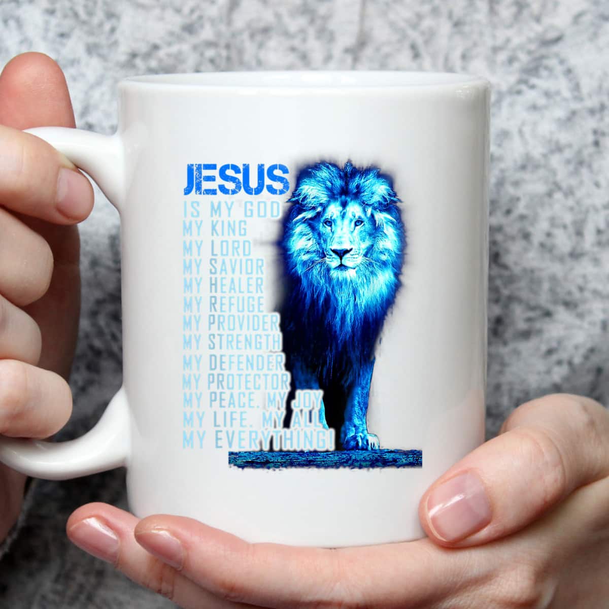 Jesus Is My God King My Lord My Savior Blue Lion Christian T-Shirt Jesus Is My God King My Lord My Savior Blue Lion Christian T-Shirt