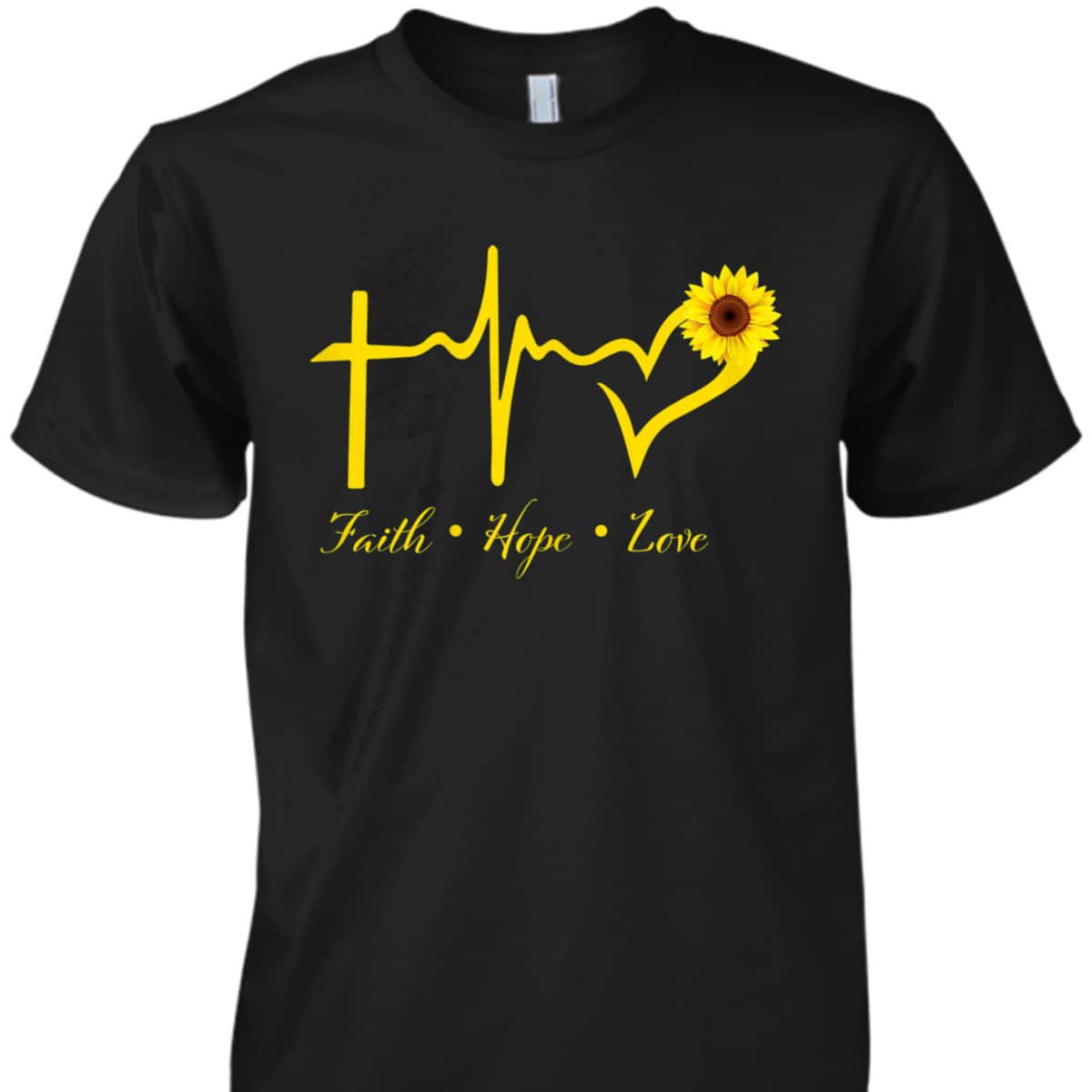 Faith Hope Love Christian T-Shirt Sunflower Religious Gift Faith Hope Love Christian T-Shirt Sunflower Religious Gift
