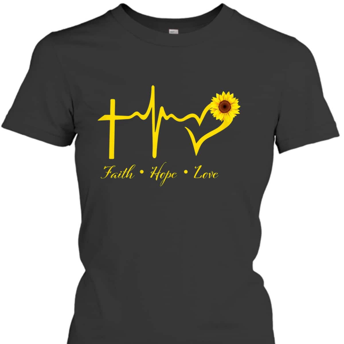 Faith Hope Love Christian T-Shirt Sunflower Religious Gift Faith Hope Love Christian T-Shirt Sunflower Religious Gift