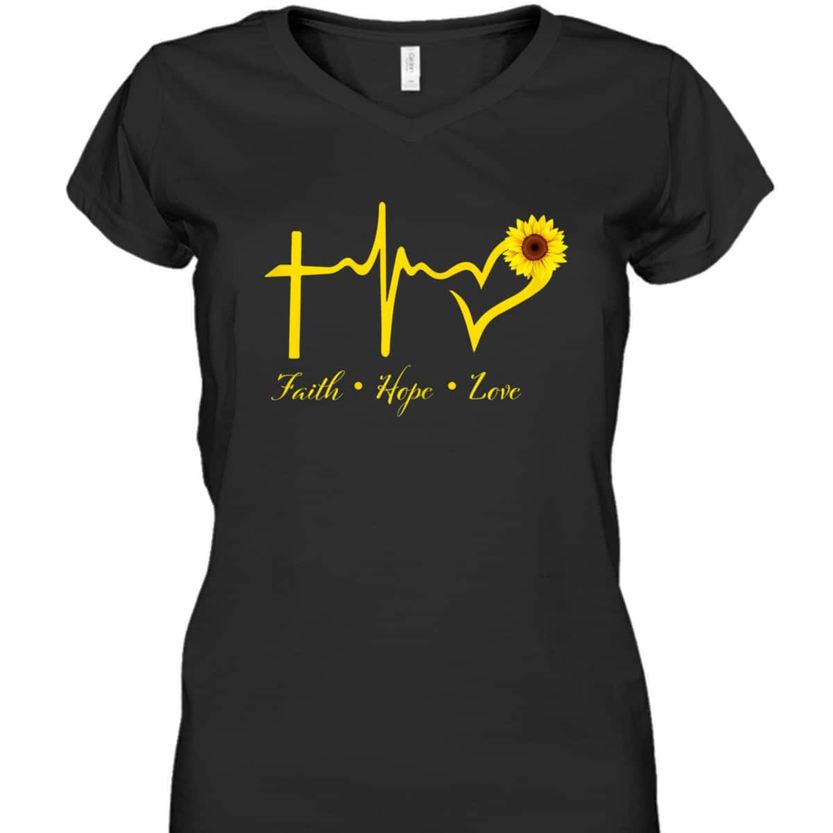 Faith Hope Love Christian T-Shirt Sunflower Religious Gift Faith Hope Love Christian T-Shirt Sunflower Religious Gift