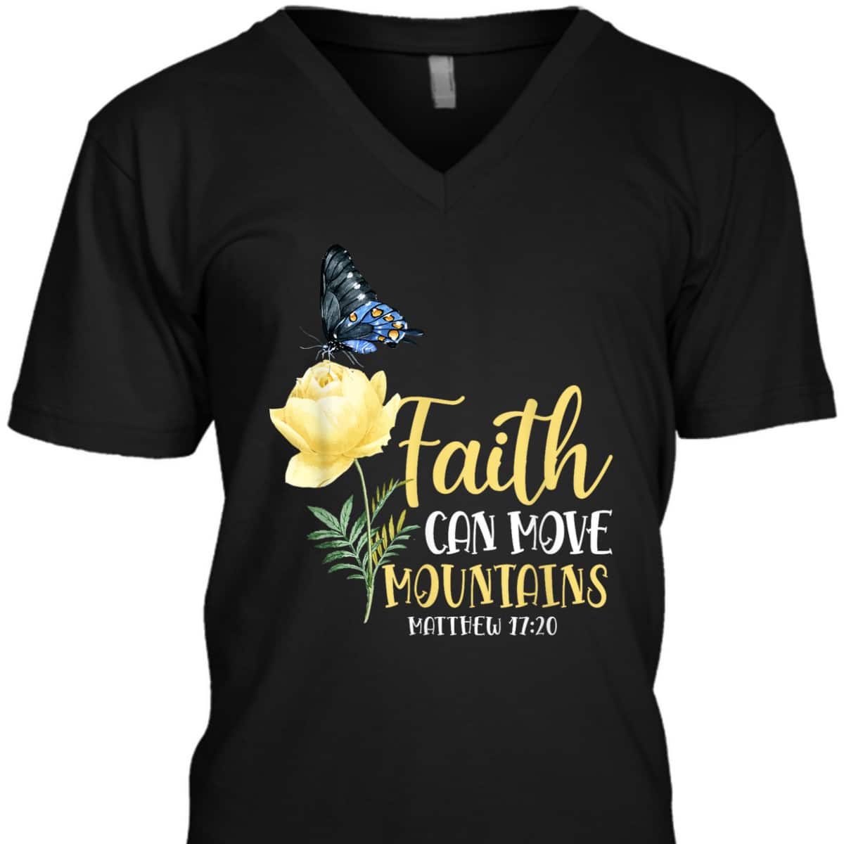 Christian Bible Verse Butterfly Rose Flower Matthew 1720 Faith Can Move Mountains T-Shirt Christian Bible Verse Butterfly Rose Flower Matthew 1720 Faith Can Move Mountains T-Shirt