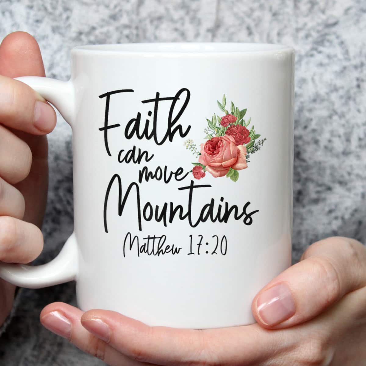Christian Bible Verse Quote Rose Flower Matthew 1720 Faith Can Move Mountains T-Shirt Christian Bible Verse Quote Rose Flower Matthew 1720 Faith Can Move Mountains T-Shirt