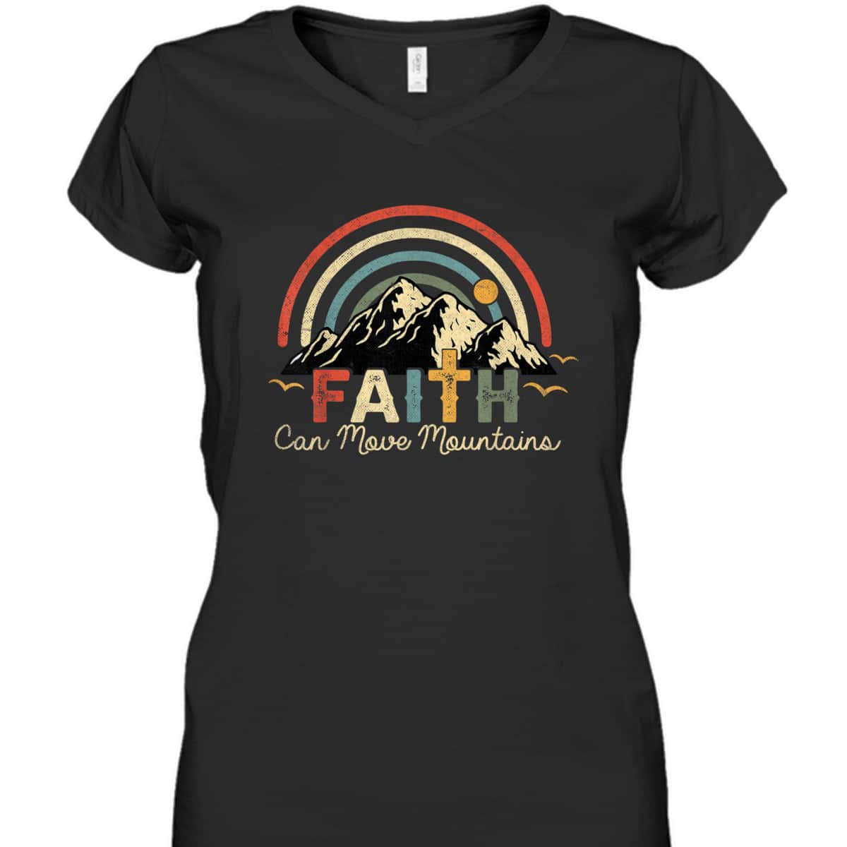 Jesus Faith Can Move Mountains T-Shirt Vintage Christian Cross Jesus Faith Can Move Mountains T-Shirt Vintage Christian Cross