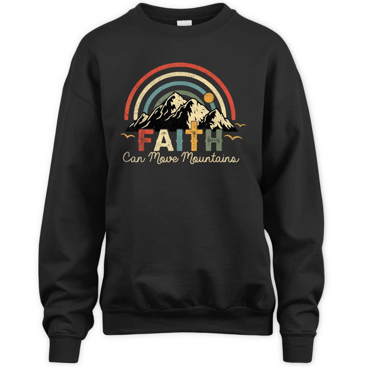 Jesus Faith Can Move Mountains T-Shirt Vintage Christian Cross Jesus Faith Can Move Mountains T-Shirt Vintage Christian Cross
