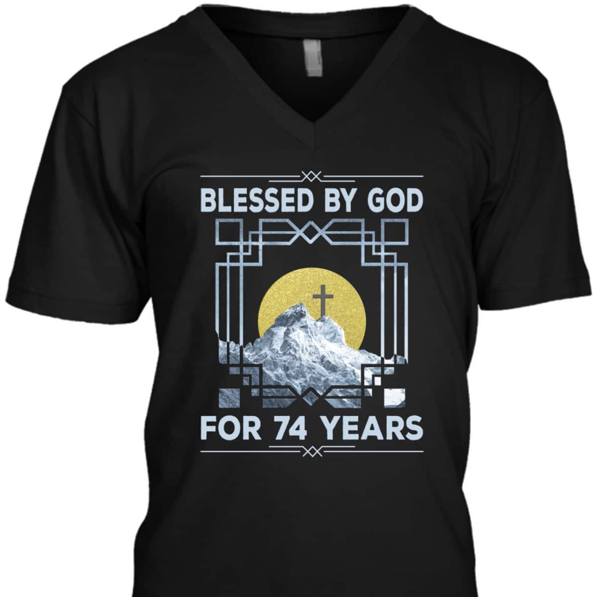 Blessed By God For 74 Years Religious Cross 74th Birthday T-Shirt Blessed By God For 74 Years Religious Cross 74th Birthday T-Shirt