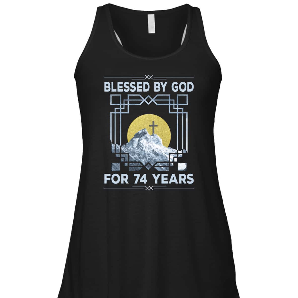 Blessed By God For 74 Years Religious Cross 74th Birthday T-Shirt
