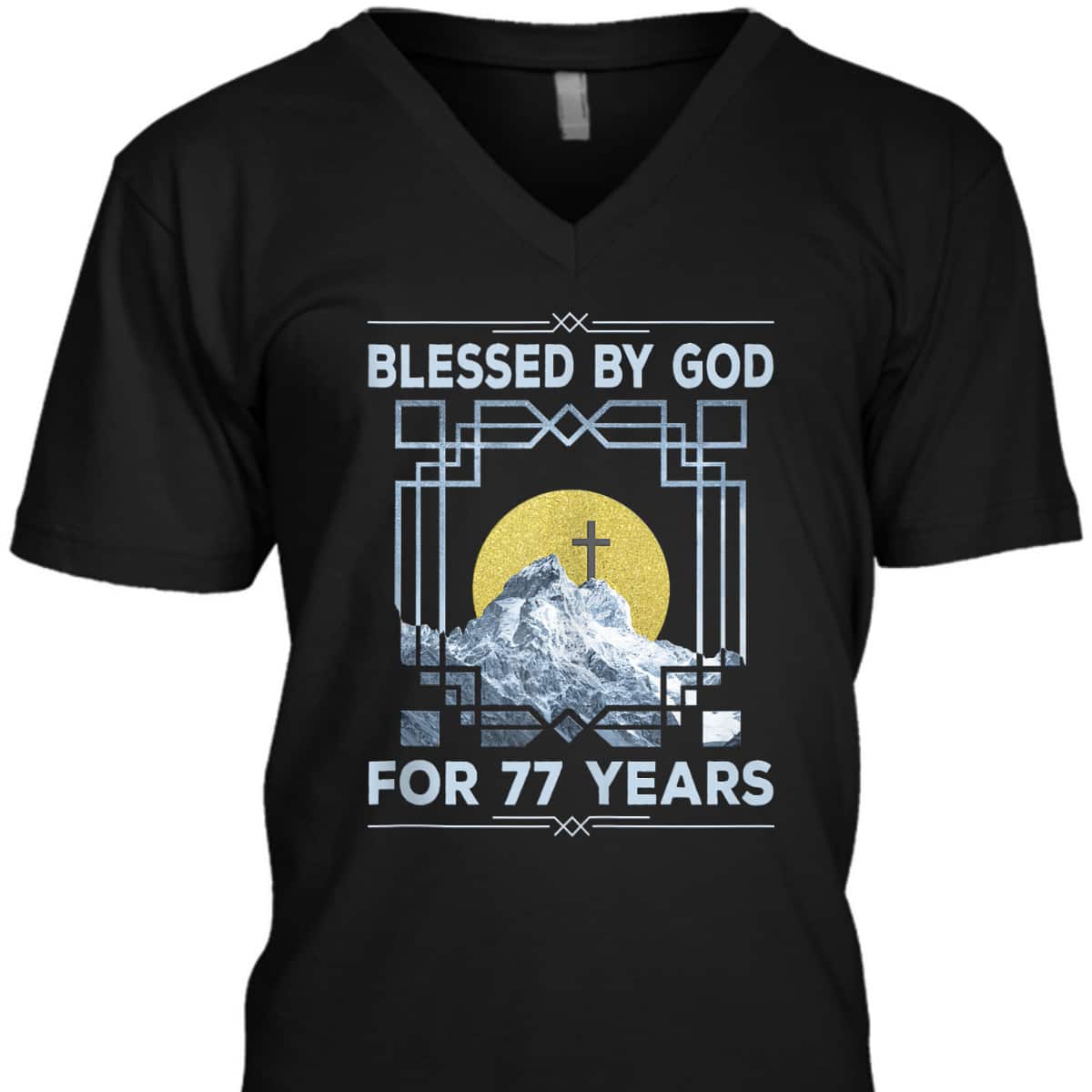 Blessed By God For 77 Years Religious Cross 77th Birthday T-Shirt