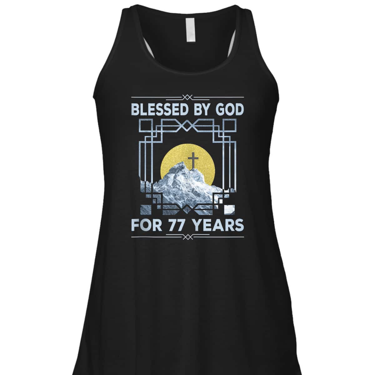 Blessed By God For 77 Years Religious Cross 77th Birthday T-Shirt