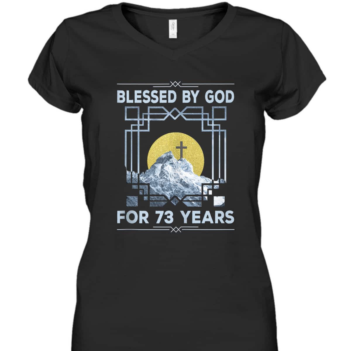 Blessed By God For 73 Years Religious Cross 73rd Birthday T-Shirt