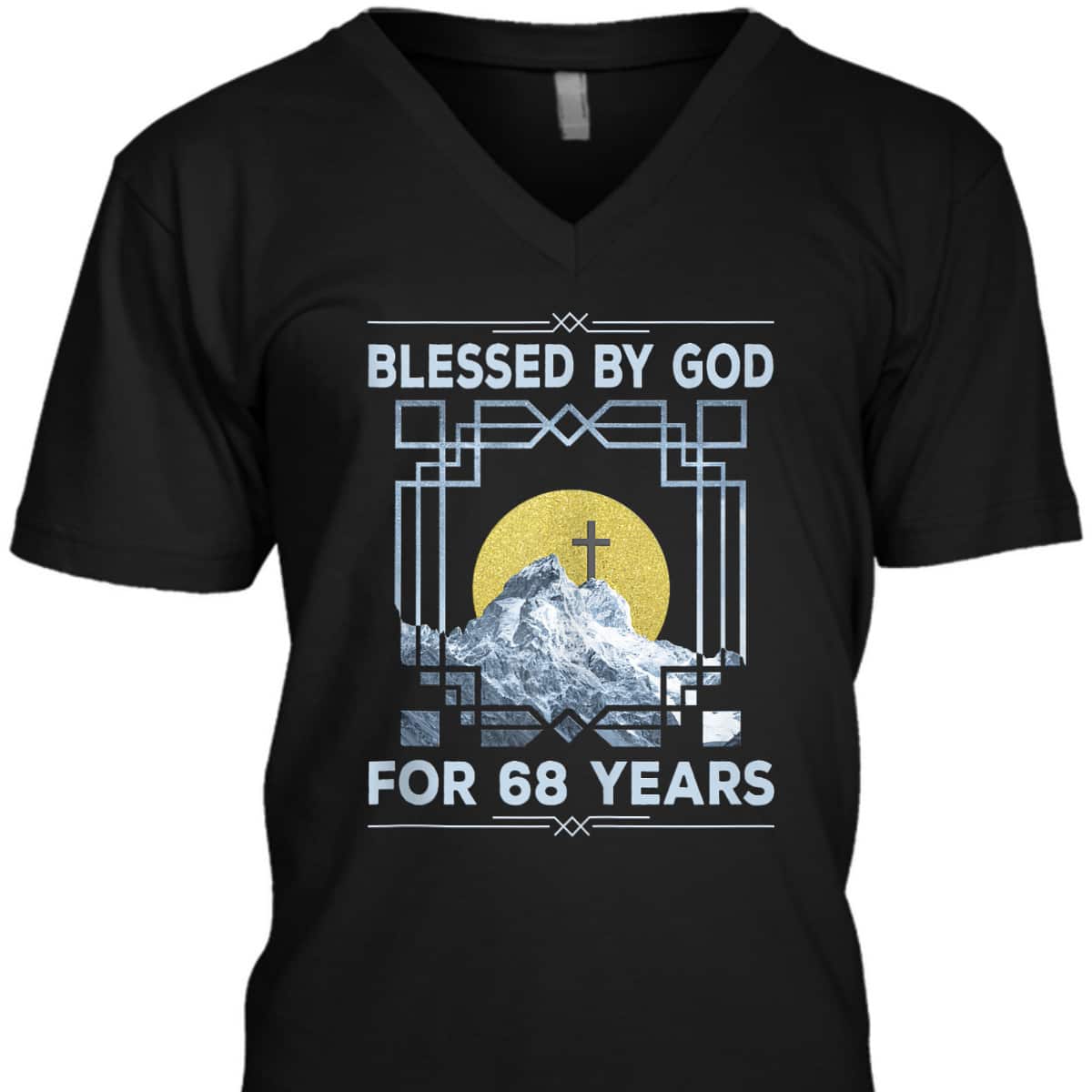 Blessed By God For 68 Years Religious Cross 68th Birthday T-Shirt