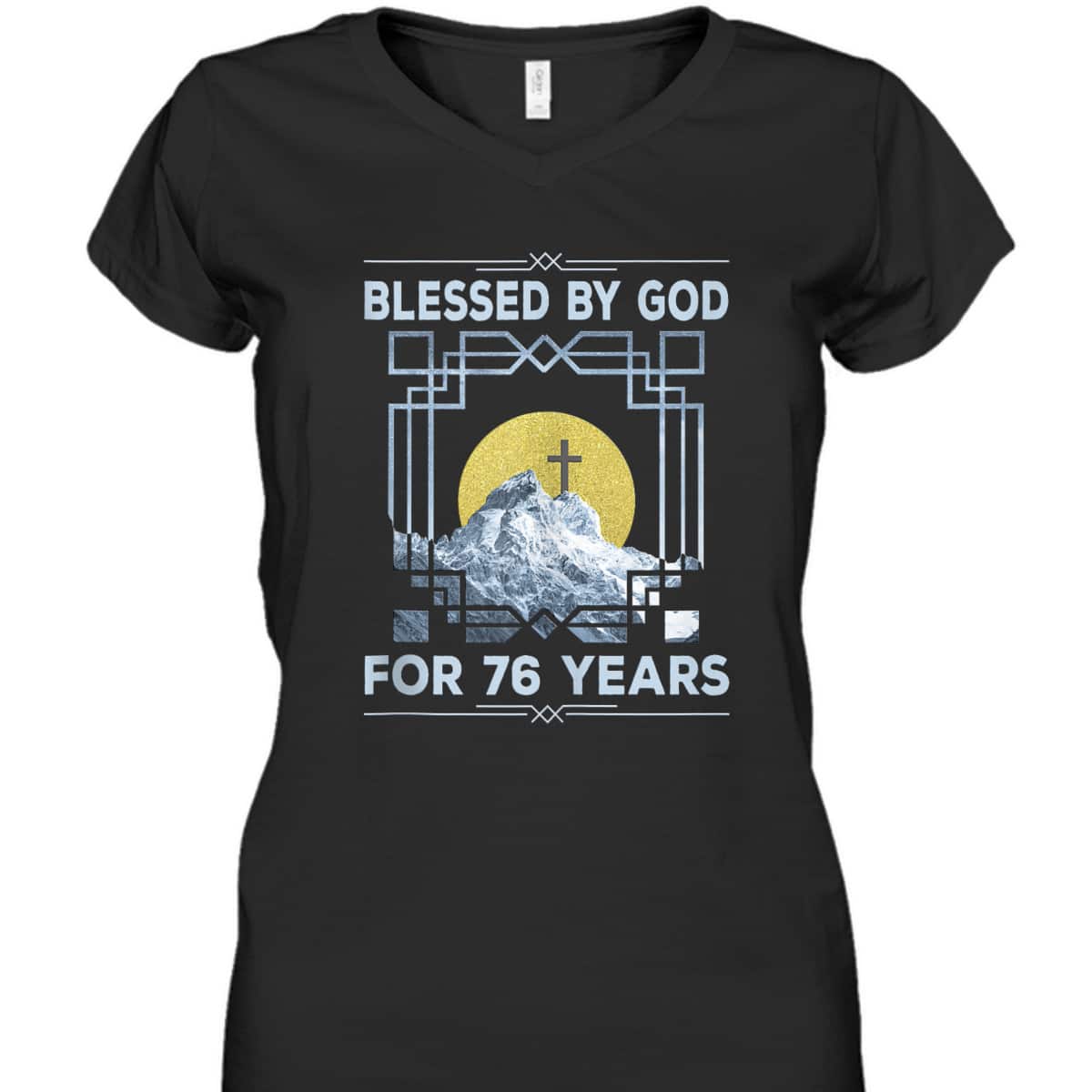 Blessed By God For 76 Years Religious Cross 76th Birthday T-Shirt