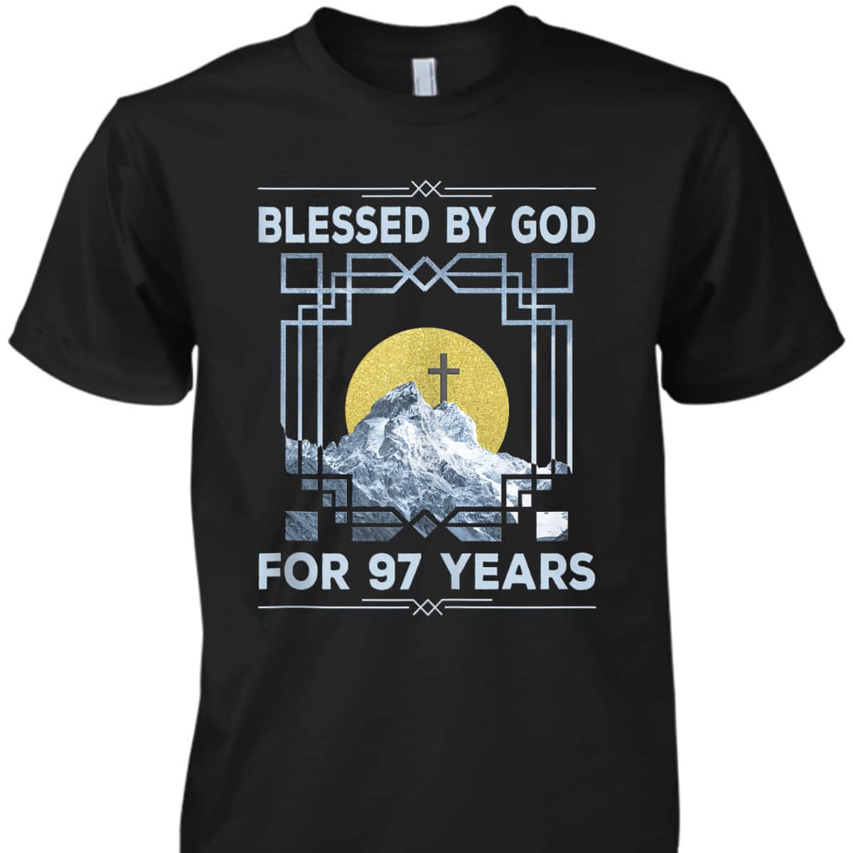 Blessed By God For 97 Years Religious Cross 97th Birthday T-Shirt