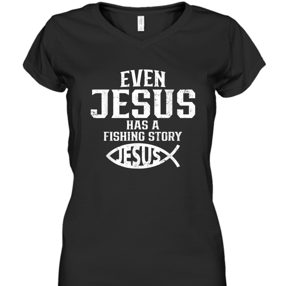 Funny Christian T-Shirt Even Jesus Has A Fishing Story Vintage Gift For Christian Fishermen