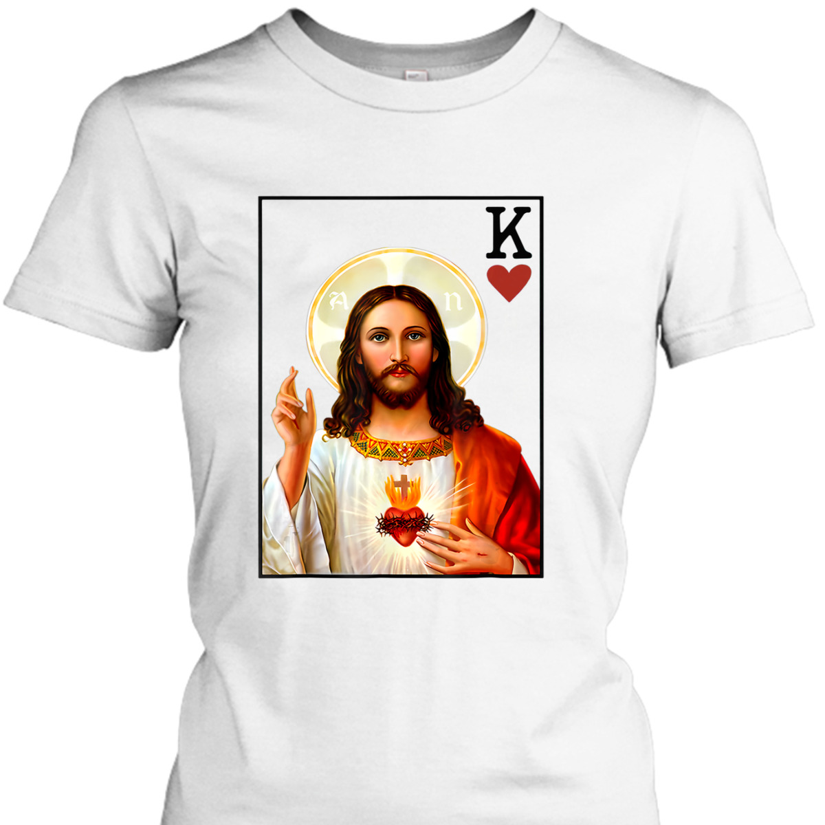 Jesus King Of Hearts Card Christian Religious T-Shirt Jesus King Of Hearts Card Christian Religious T-Shirt