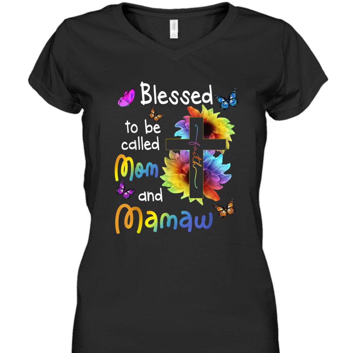 Mother's Day T-Shirt Blessed To Be Called Mom And Mamaw Christian Faith Cross Mother's Day T-Shirt Blessed To Be Called Mom And Mamaw Christian Faith Cross