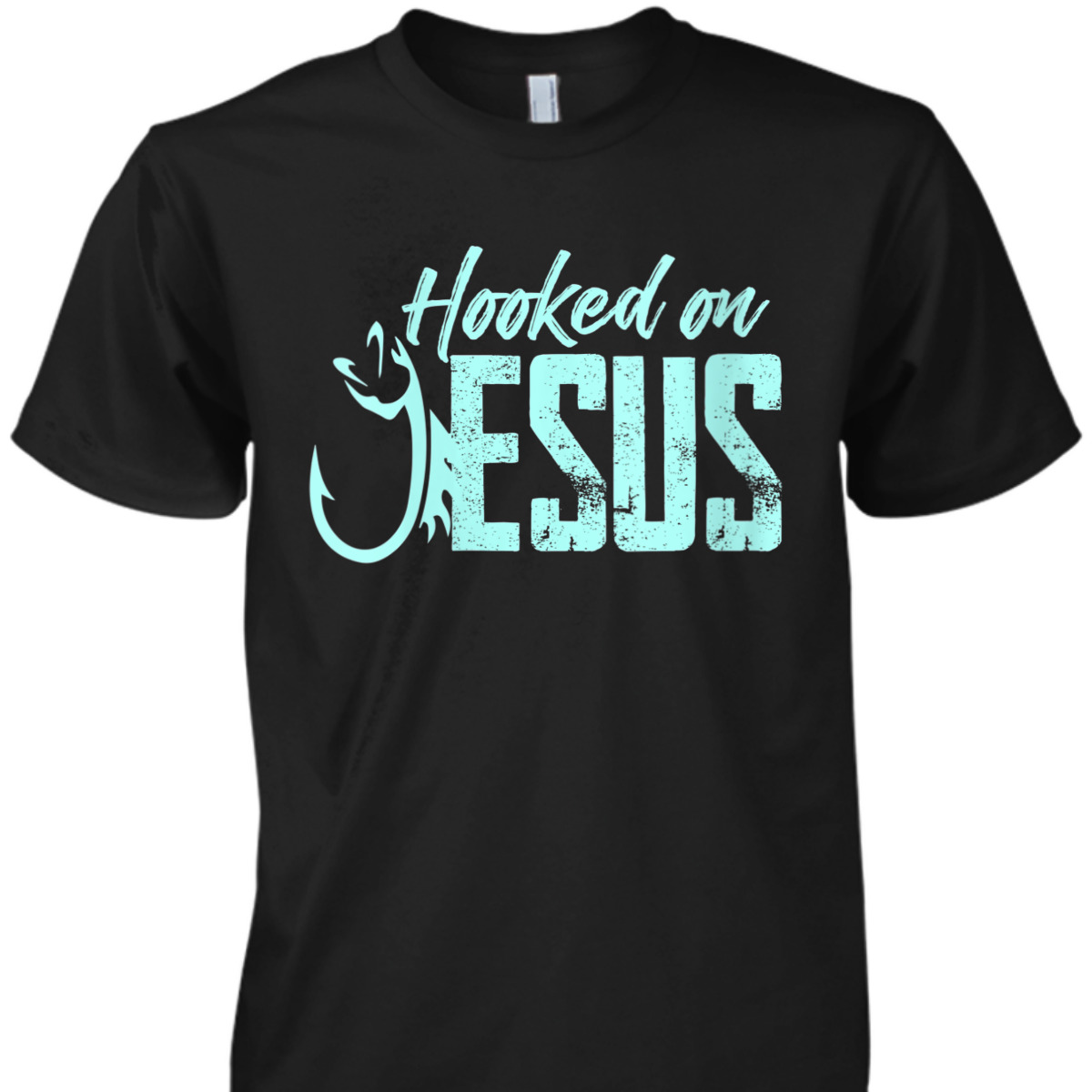 Hooked On Jesus Funny Christian Fishermen T-Shirt