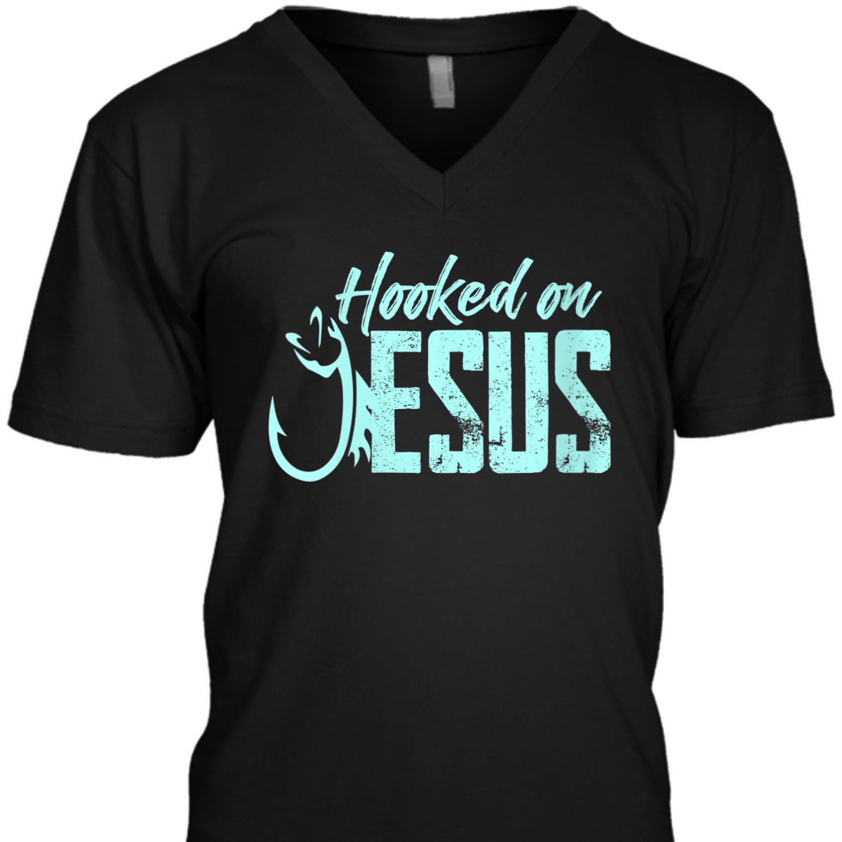 Hooked On Jesus Funny Christian Fishermen T-Shirt
