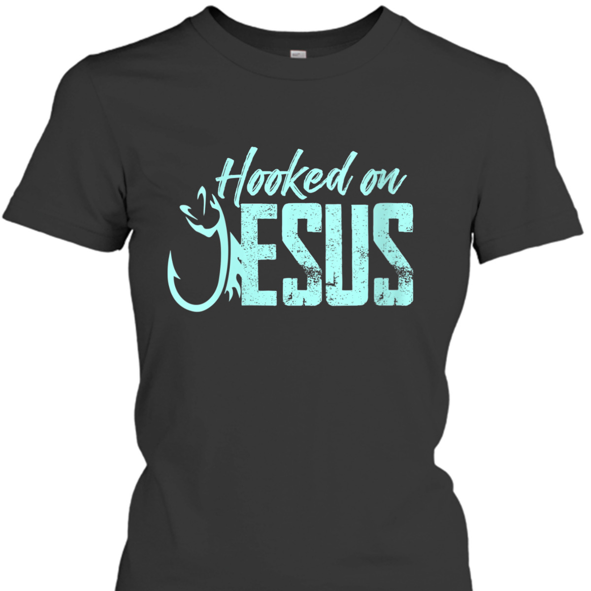 Hooked On Jesus Funny Christian Fishermen T-Shirt