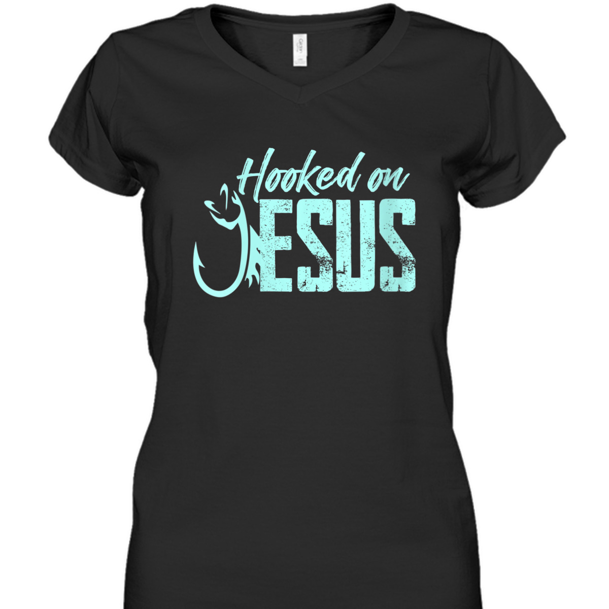 Hooked On Jesus Funny Christian Fishermen T-Shirt