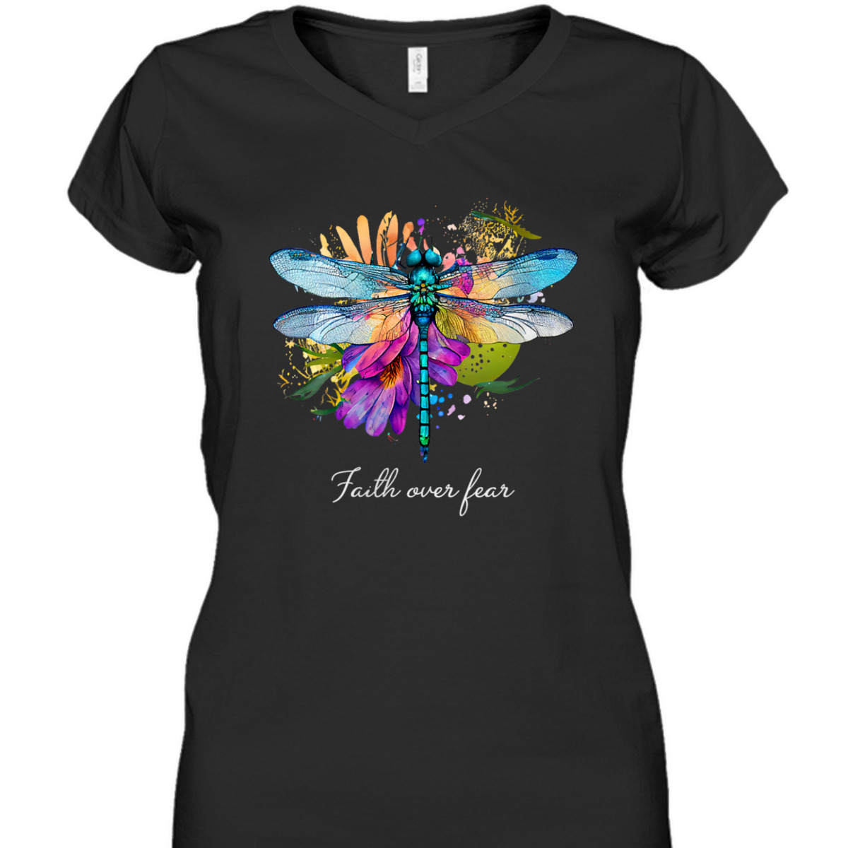 Faith Over Fear T-Shirt Floral Summer Dragonfly Christian Faith Gift Faith Over Fear T-Shirt Floral Summer Dragonfly Christian Faith Gift