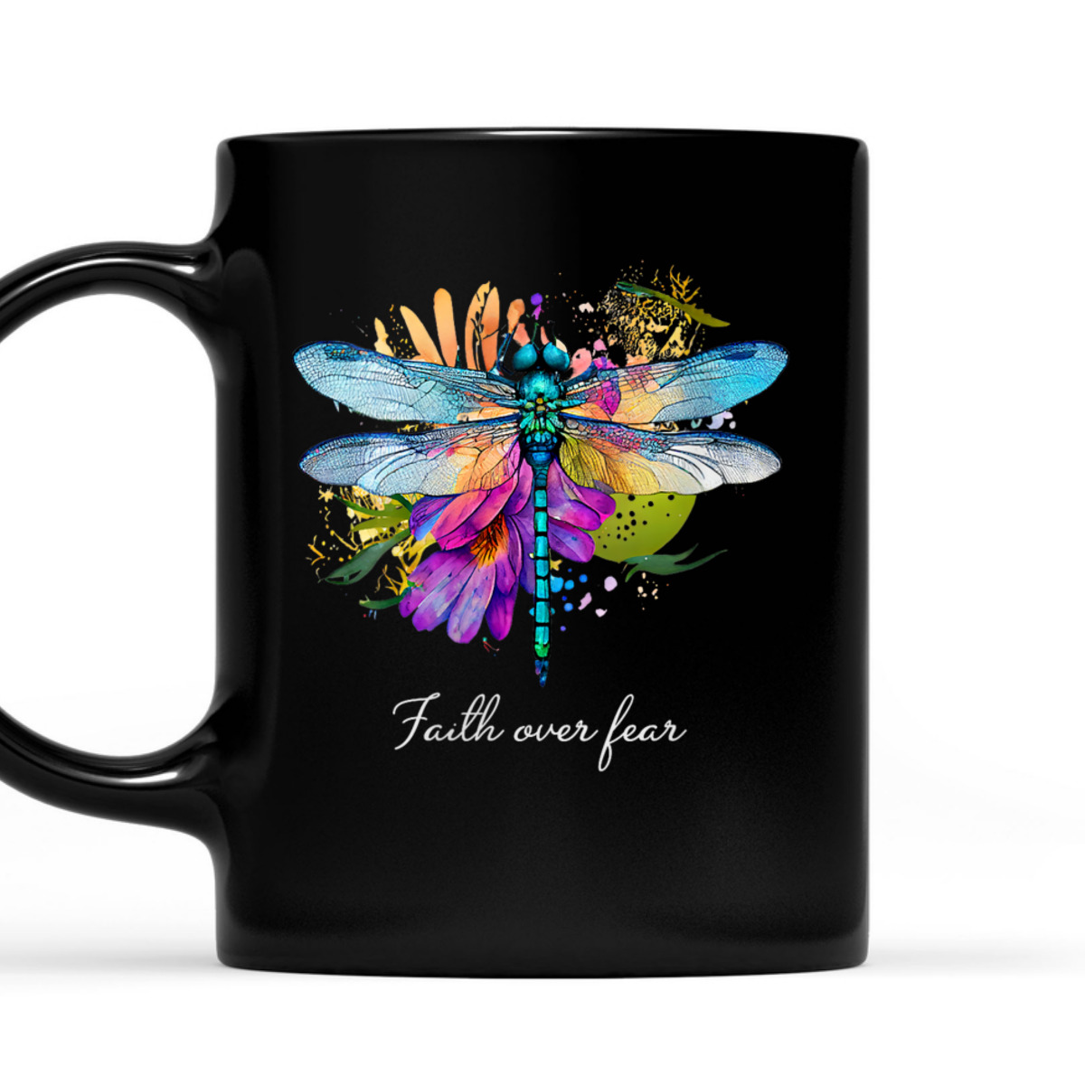 Faith Over Fear T-Shirt Floral Summer Dragonfly Christian Faith Gift Faith Over Fear T-Shirt Floral Summer Dragonfly Christian Faith Gift