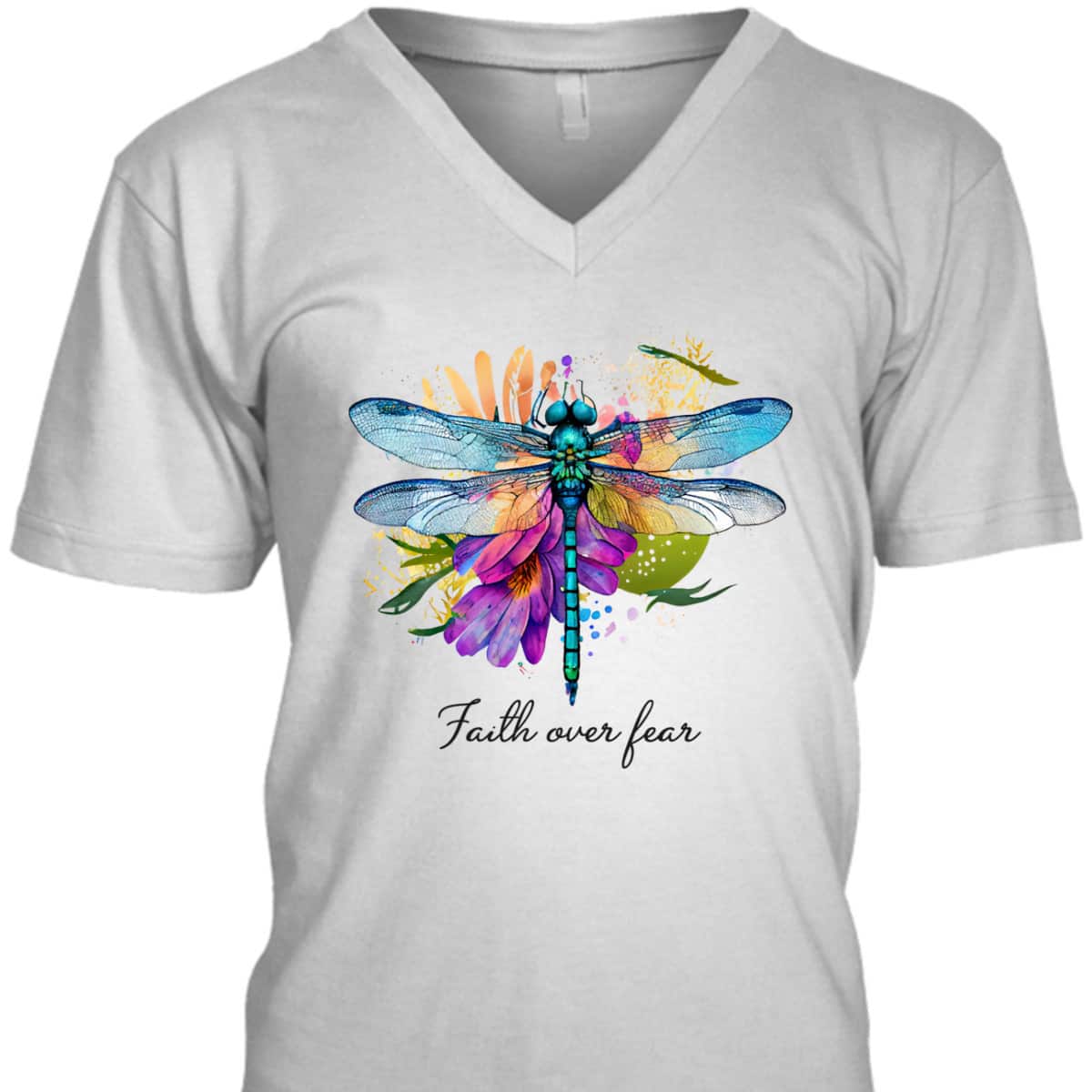 Faith Over Fear Floral Dragonfly Christian Religious T-Shirt Faith Over Fear Floral Dragonfly Christian Religious T-Shirt
