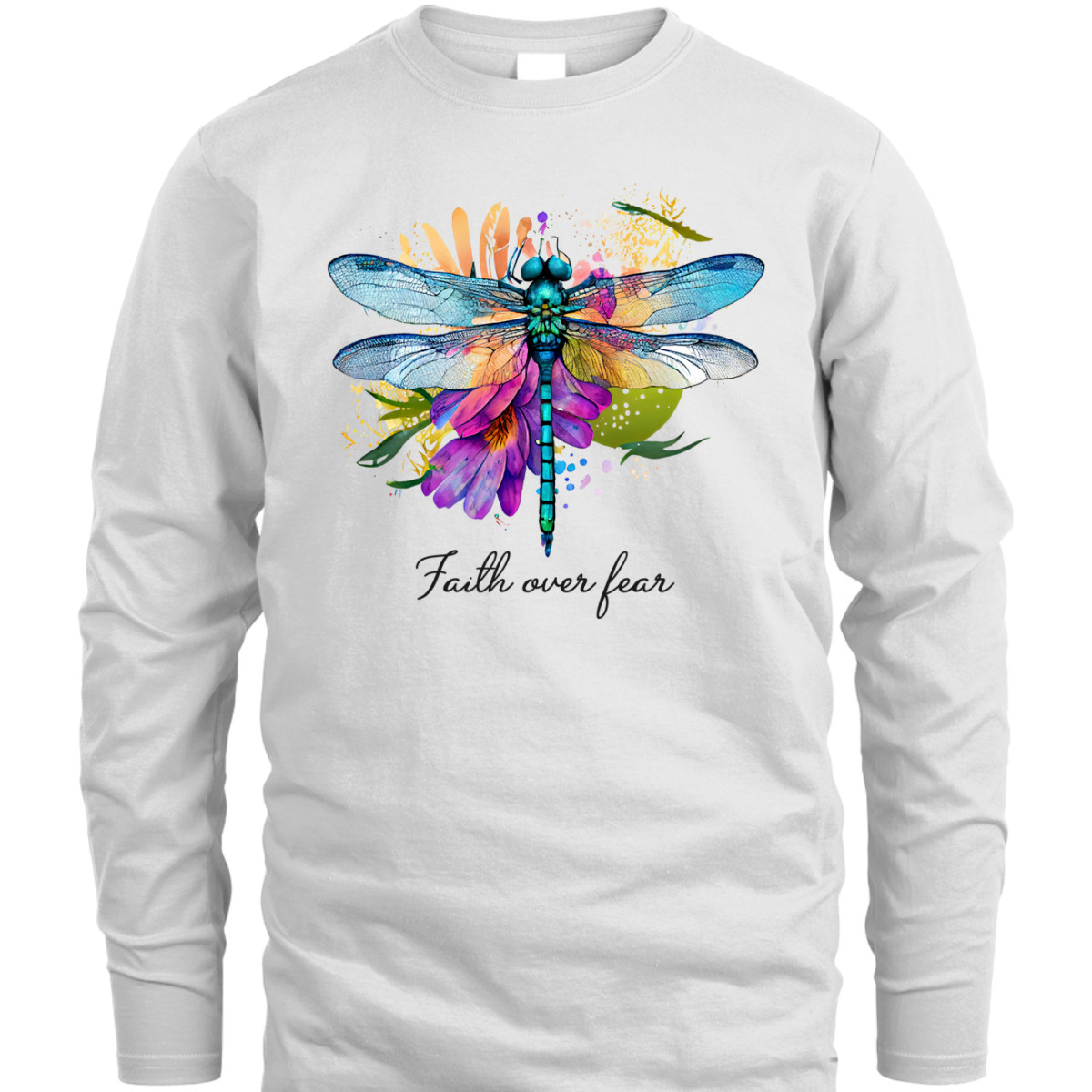 Faith Over Fear Floral Dragonfly Christian Religious T-Shirt Faith Over Fear Floral Dragonfly Christian Religious T-Shirt