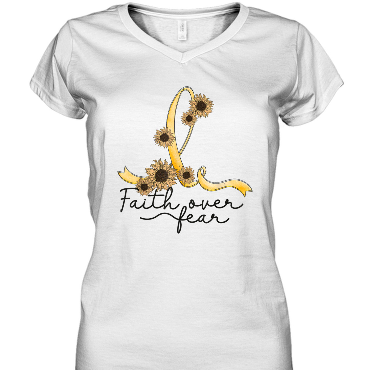Appendix Cancer Awareness Sunflower Christian Faith Over Fear T-Shirt
