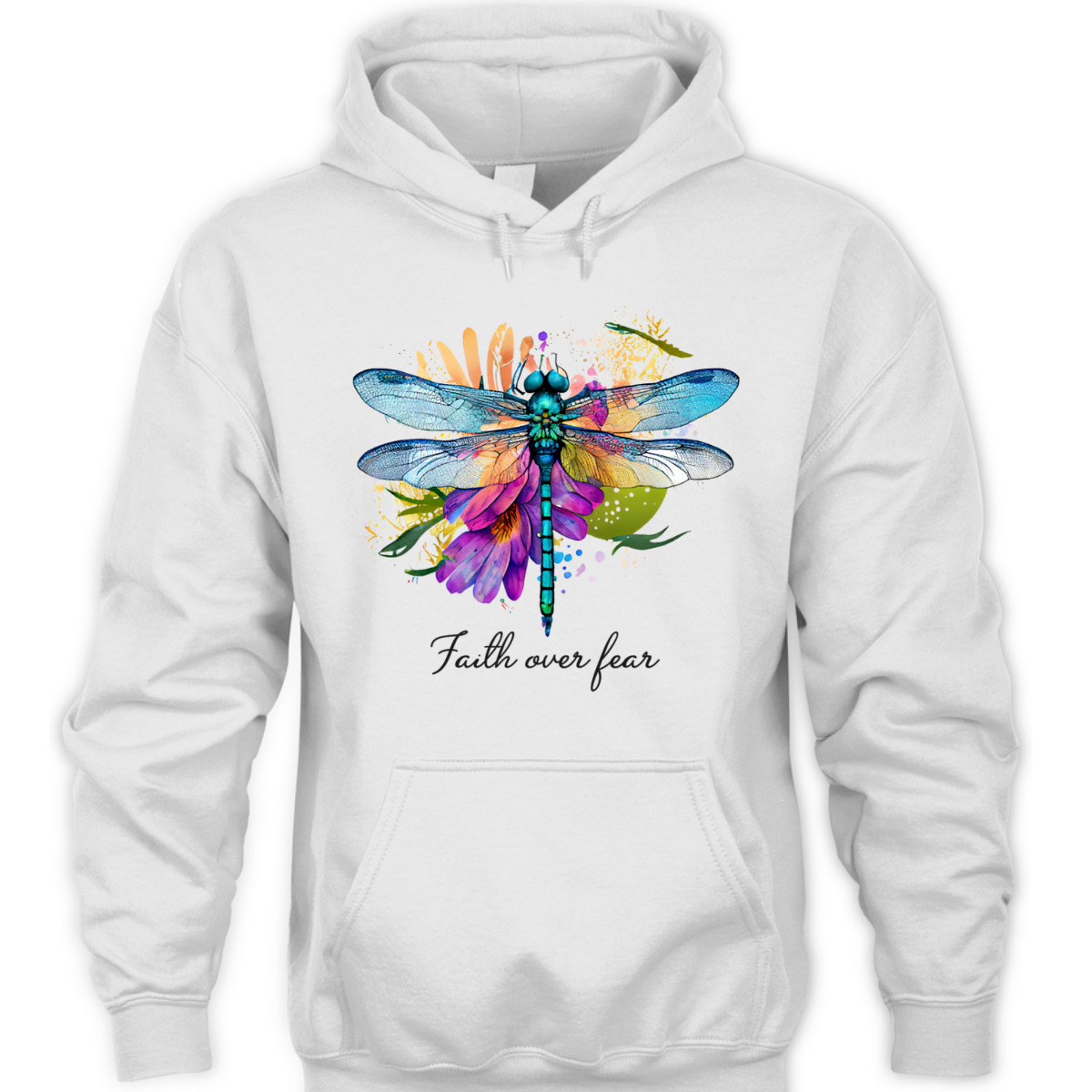 Faith Over Fear Floral Dragonfly Christian Religious T-Shirt