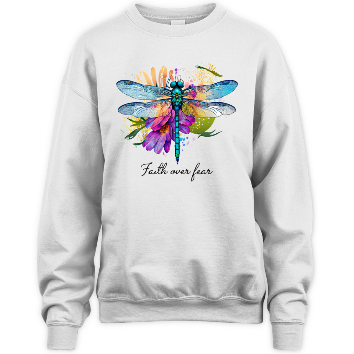 Faith Over Fear Floral Dragonfly Christian Religious T-Shirt Faith Over Fear Floral Dragonfly Christian Religious T-Shirt