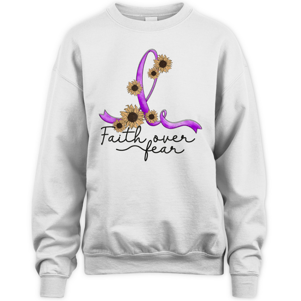 Alzheimers Awareness Sunflower Christian Faith Over Fear T-Shirt