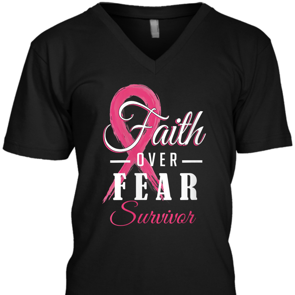 Breast Cancer Survivor Faith Over Fear Pink Ribbon T-Shirt Breast Cancer Survivor Faith Over Fear Pink Ribbon T-Shirt
