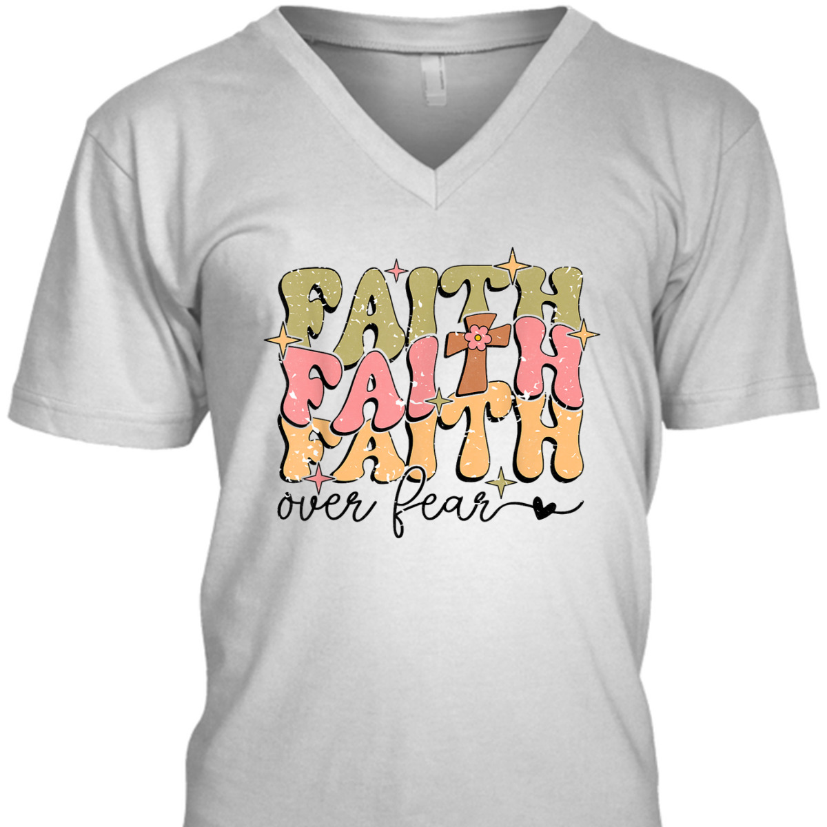 Faith Over Fear Christian Retro Bible Verse T-Shirt Faith Over Fear Christian Retro Bible Verse T-Shirt