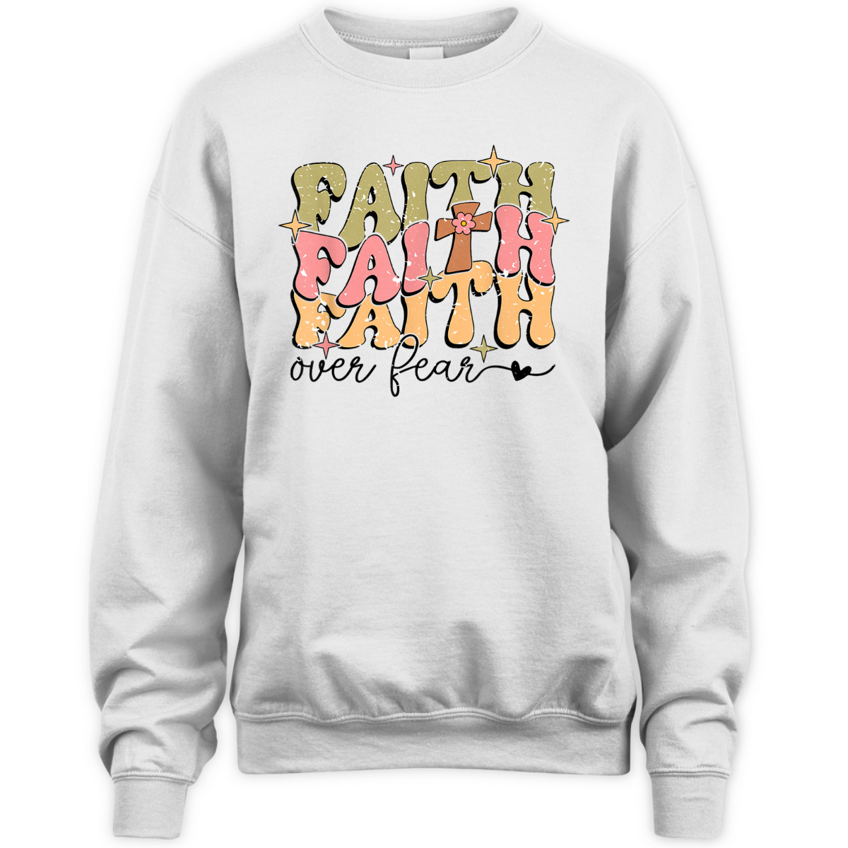 Faith Over Fear Christian Retro Bible Verse T-Shirt Faith Over Fear Christian Retro Bible Verse T-Shirt