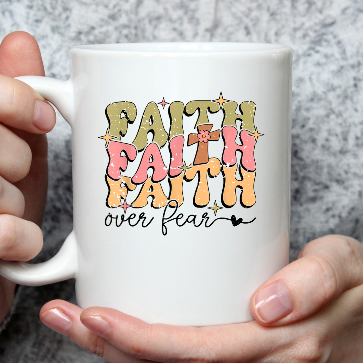 Faith Over Fear Christian Retro Bible Verse T-Shirt Faith Over Fear Christian Retro Bible Verse T-Shirt