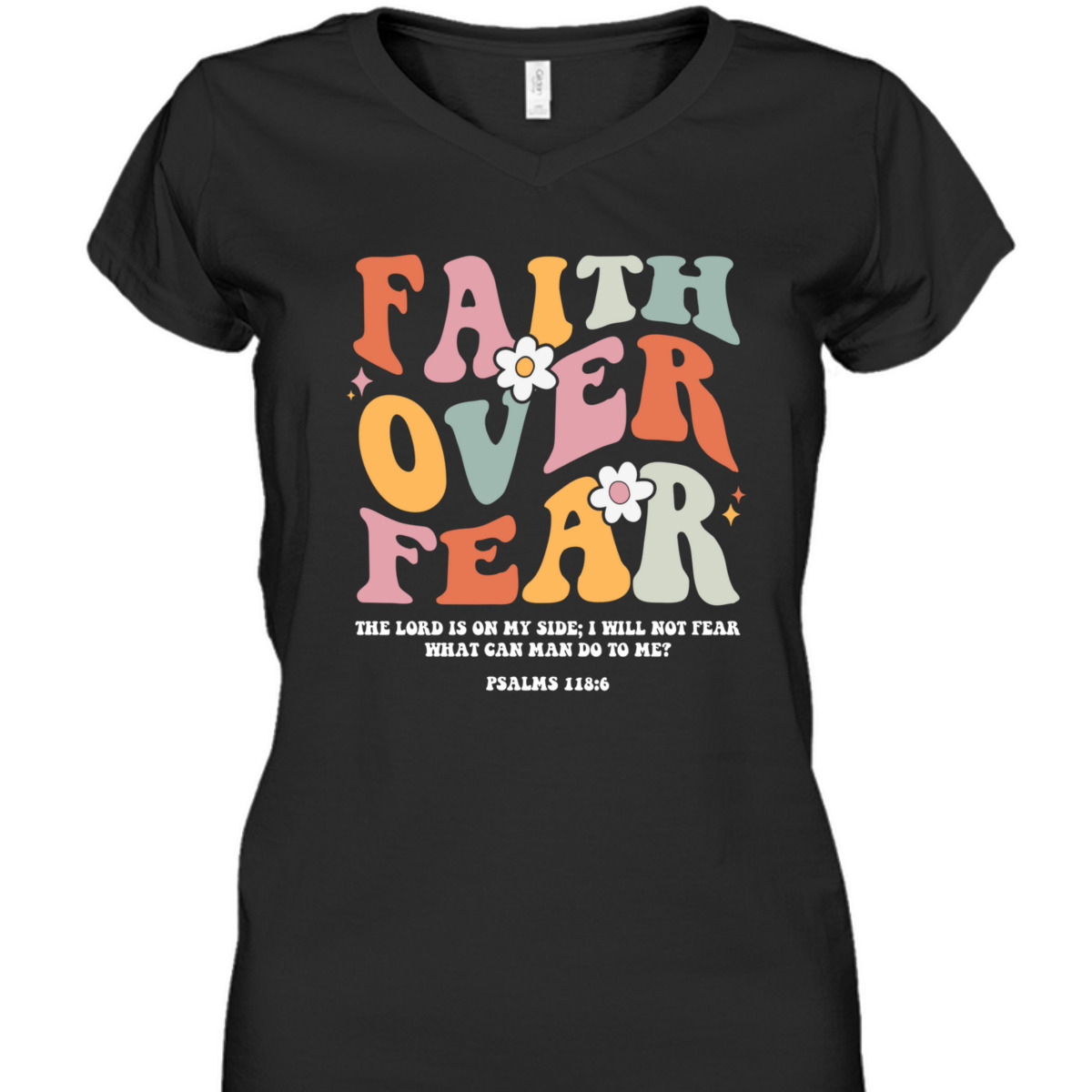 Faith Over Fear Retro Christian Bible Verse T-Shirt Groovy Religious Gift Faith Over Fear Retro Christian Bible Verse T-Shirt Groovy Religious Gift