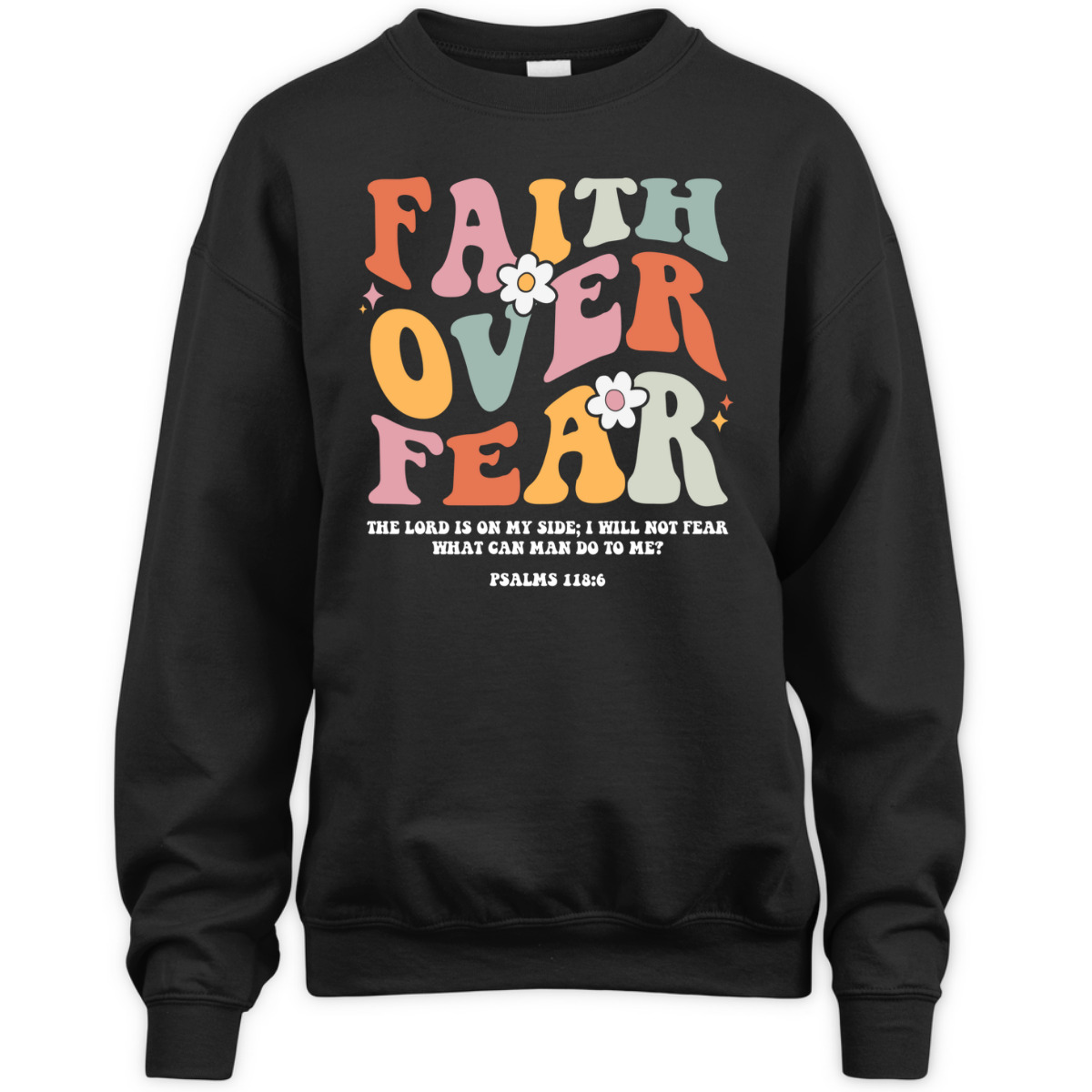 Faith Over Fear Retro Christian Bible Verse T-Shirt Groovy Religious Gift Faith Over Fear Retro Christian Bible Verse T-Shirt Groovy Religious Gift