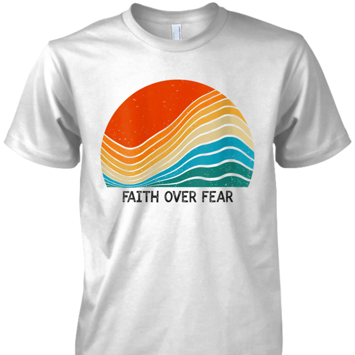Faith Over Fear Vintage Sunset Retro Feel Christian T-Shirt