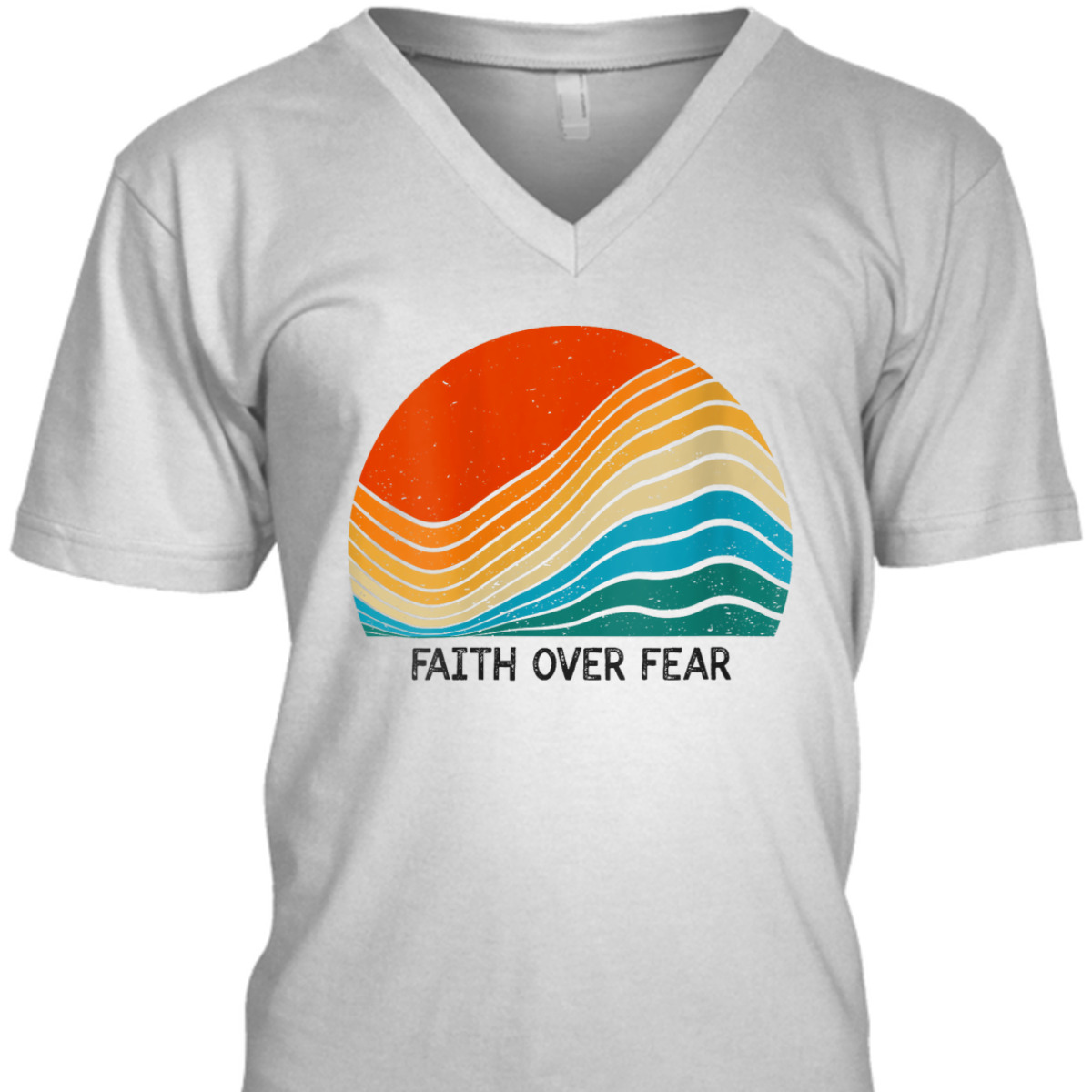 Faith Over Fear Vintage Sunset Retro Feel Christian T-Shirt