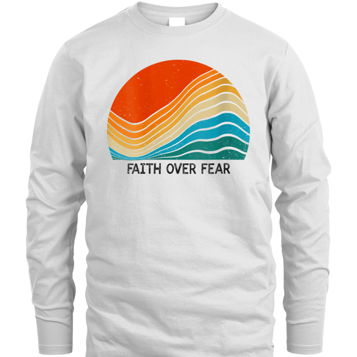 Faith Over Fear Vintage Sunset Retro Feel Christian T-Shirt