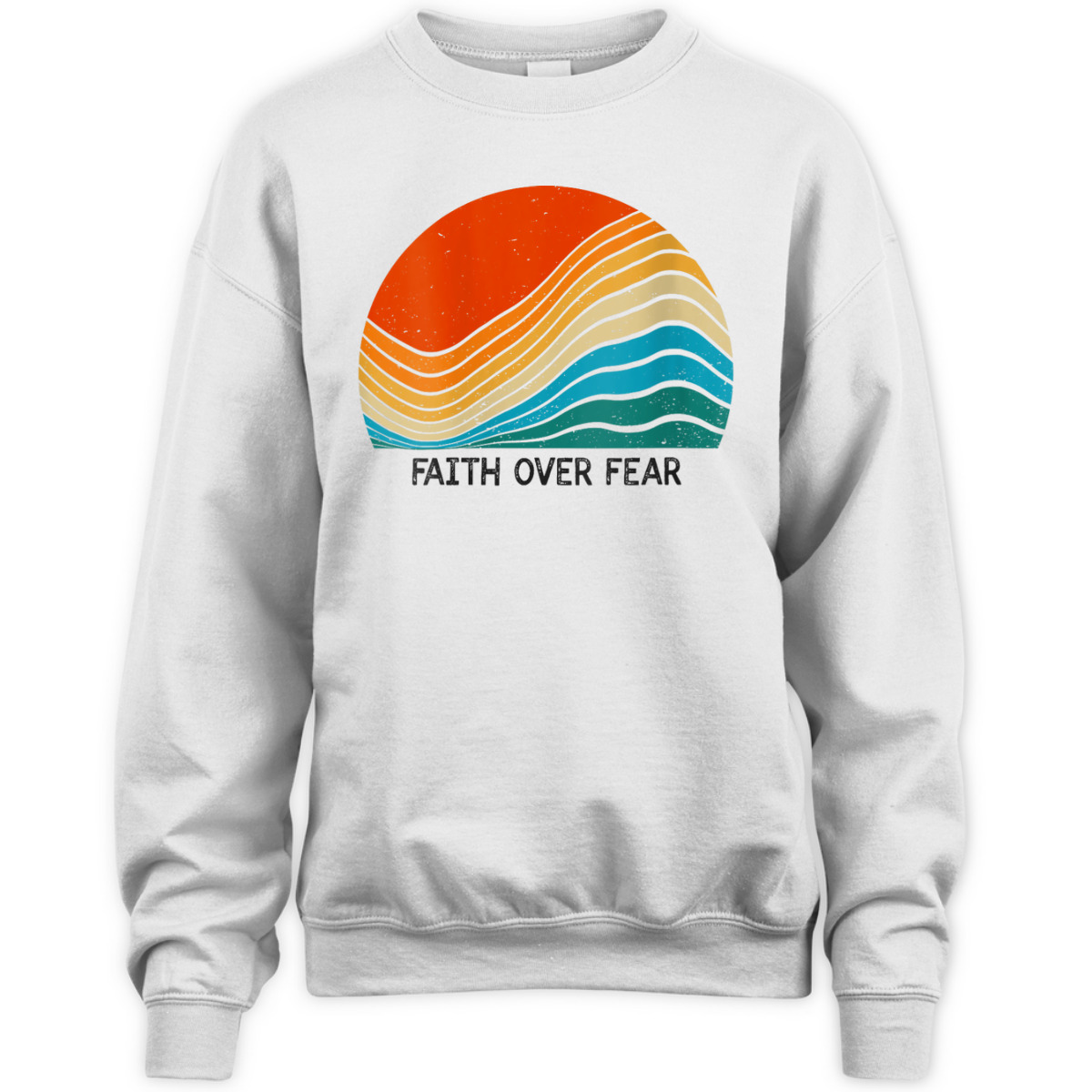 Faith Over Fear Vintage Sunset Retro Feel Christian T-Shirt