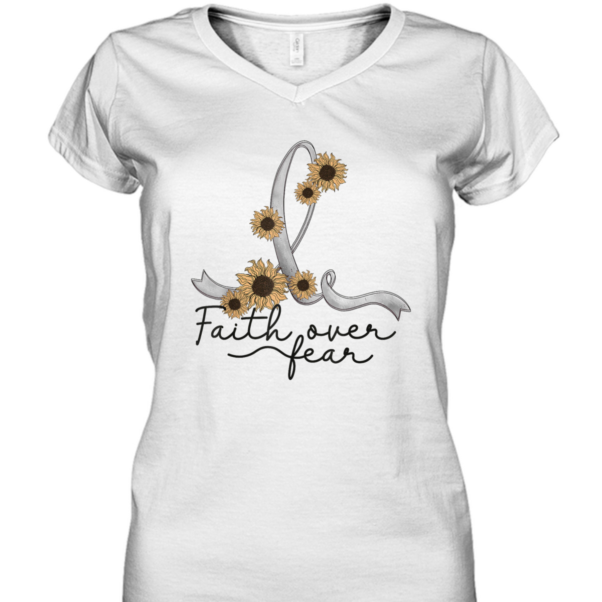 Brain Tumor Cancer Awareness Sunflower Christian Faith Over Fear T-Shirt Brain Tumor Cancer Awareness Sunflower Christian Faith Over Fear T-Shirt